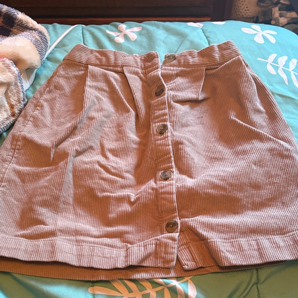 H&M Corduroy Button-Down Mini Skirt - Brown